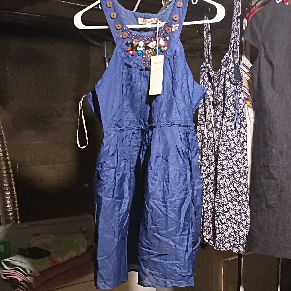 Aryeh Royal Blue Kids Romper with Button Detail